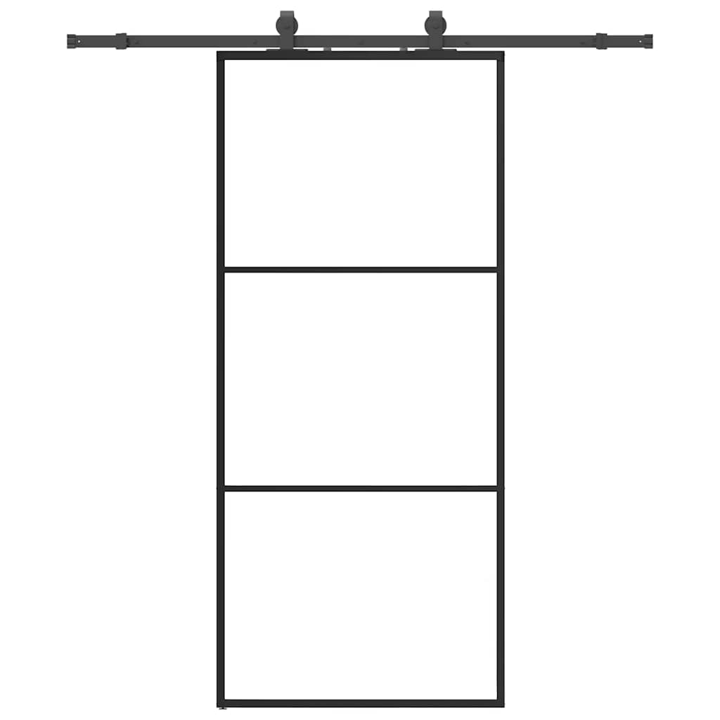 Schuifdeur met beslagset 90x205 cm ESG glas zwart