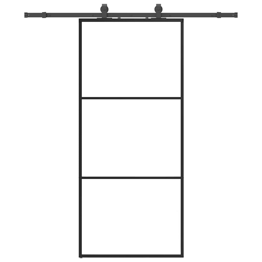 Schuifdeur met beslagset 90x205 cm ESG glas zwart