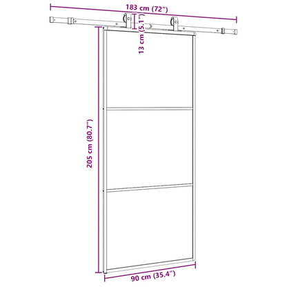 Schuifdeur met beslagset 90x205 cm ESG glas zwart