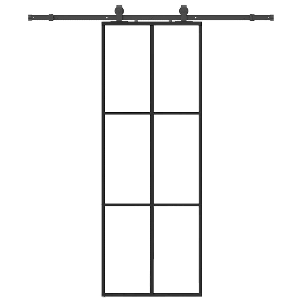 Schuifdeur met beslagset 76x205 cm ESG glas zwart