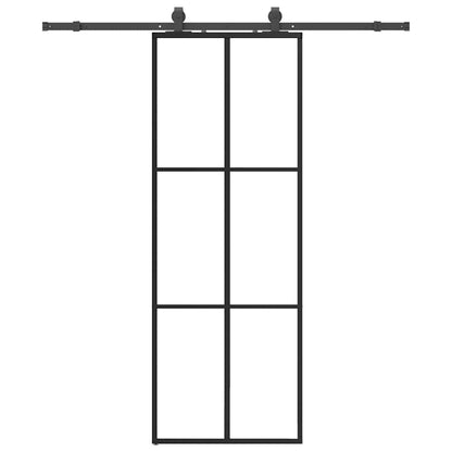 Schuifdeur met beslagset 76x205 cm ESG glas zwart