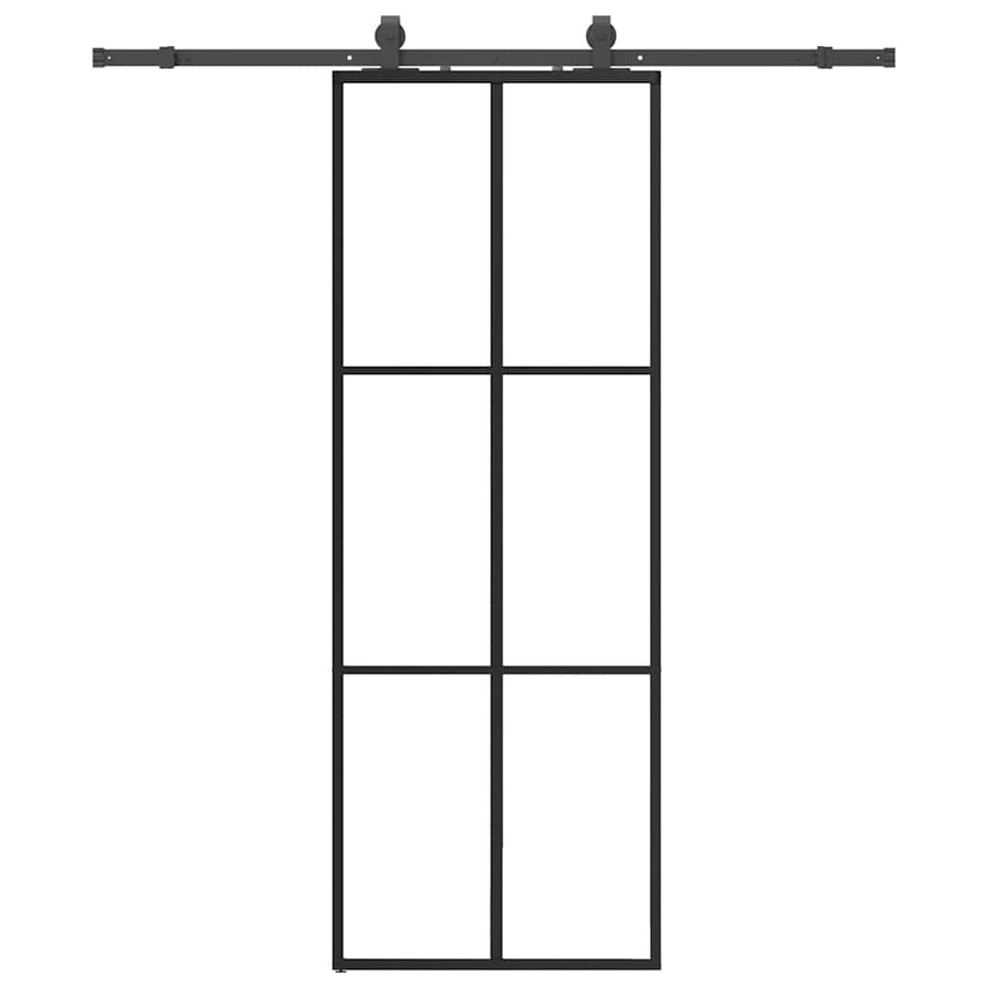 Schuifdeur met beslagset 76x205 cm ESG glas zwart