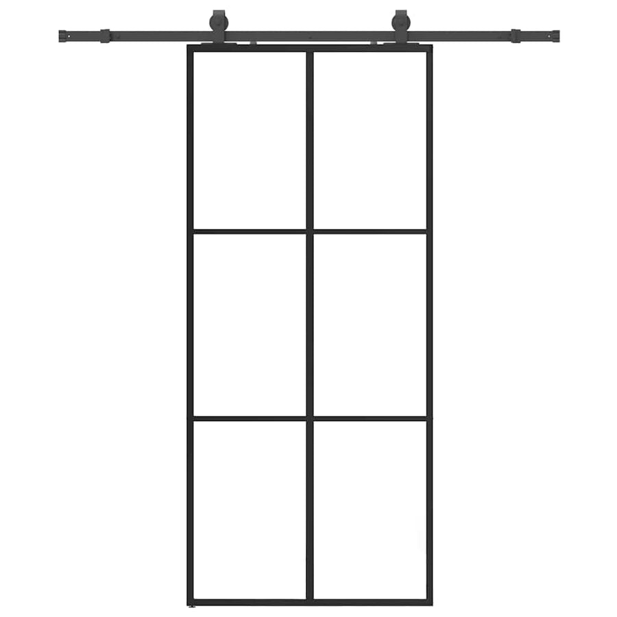 Schuifdeur met beslagset 90x205 cm ESG glas zwart