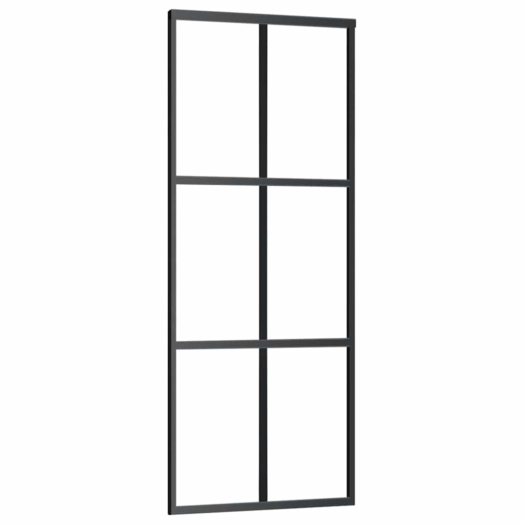 Schuifdeur met beslagset 90x205 cm ESG glas zwart