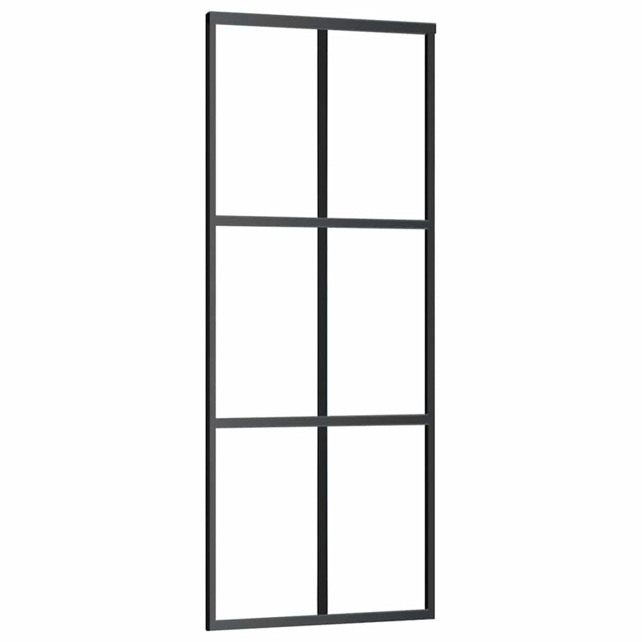 Schuifdeur met beslagset 90x205 cm ESG glas zwart