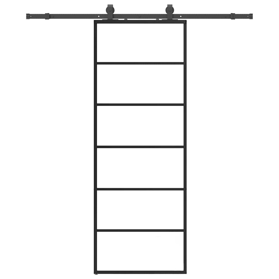 Schuifdeur met beslagset 76x205 cm ESG glas zwart
