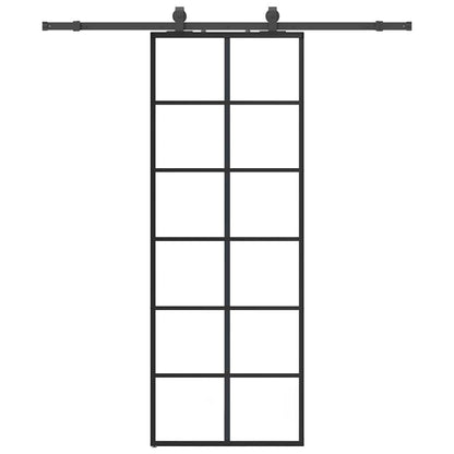 Schuifdeur met beslagset 76x205 cm ESG glas zwart