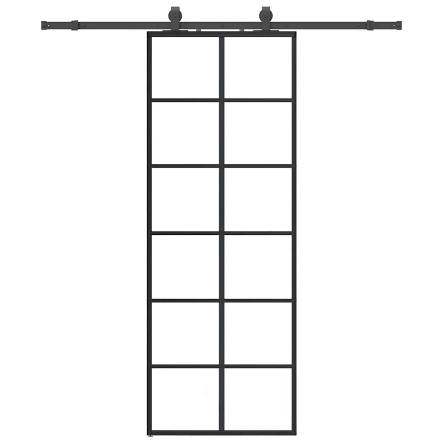Schuifdeur met beslagset 76x205 cm ESG glas zwart