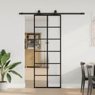 Schuifdeur 76x205 cm ESG glas zwart met beslagset