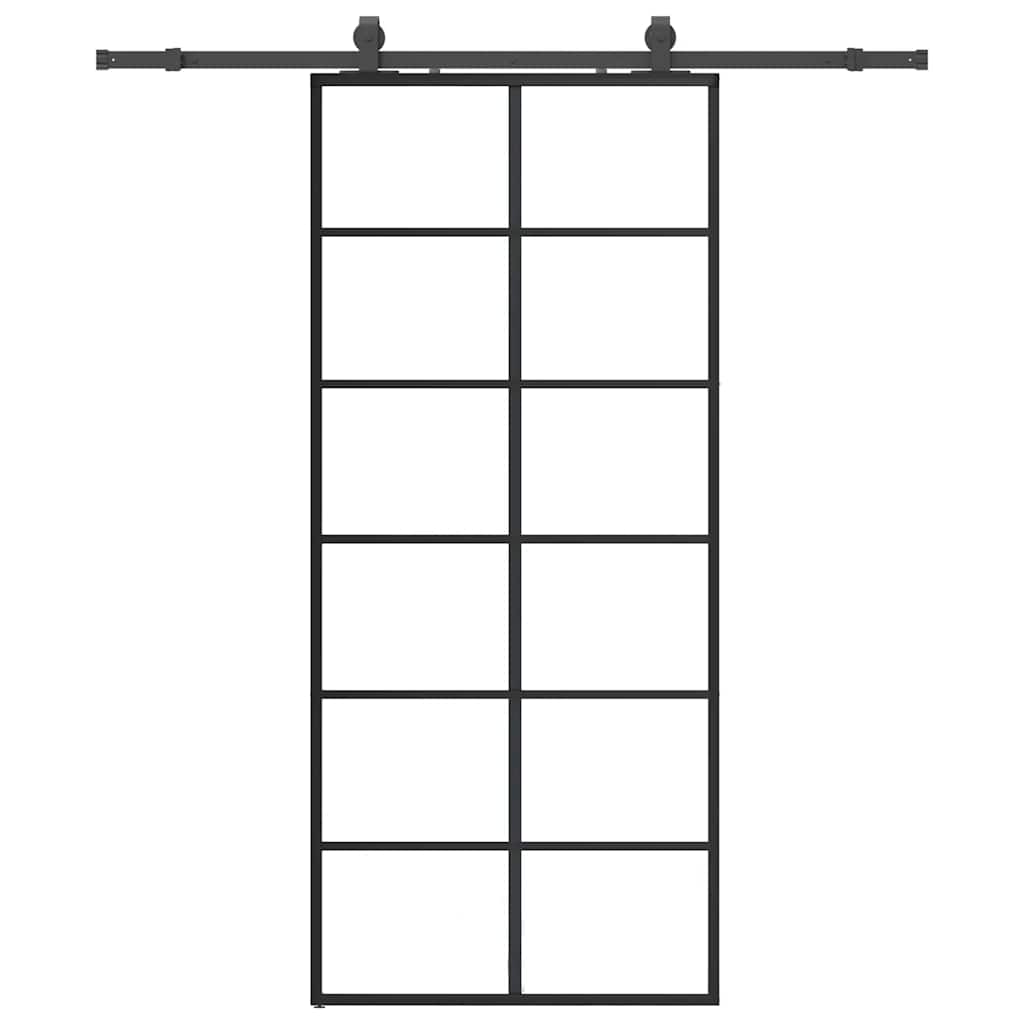 Schuifdeur met beslagset 90x205 cm ESG glas zwart