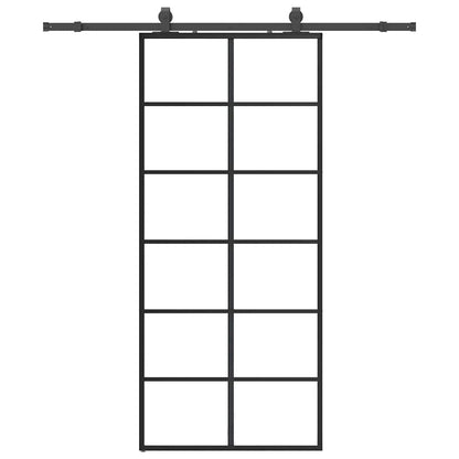 Schuifdeur met beslagset 90x205 cm ESG glas zwart
