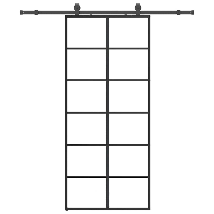Schuifdeur met beslagset 90x205 cm ESG glas zwart