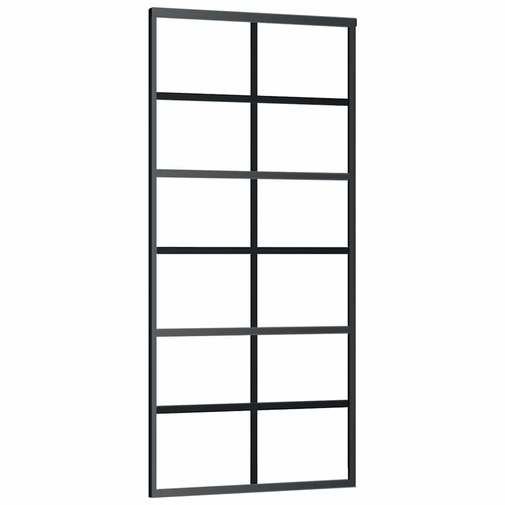 Schuifdeur met beslagset 90x205 cm ESG glas zwart