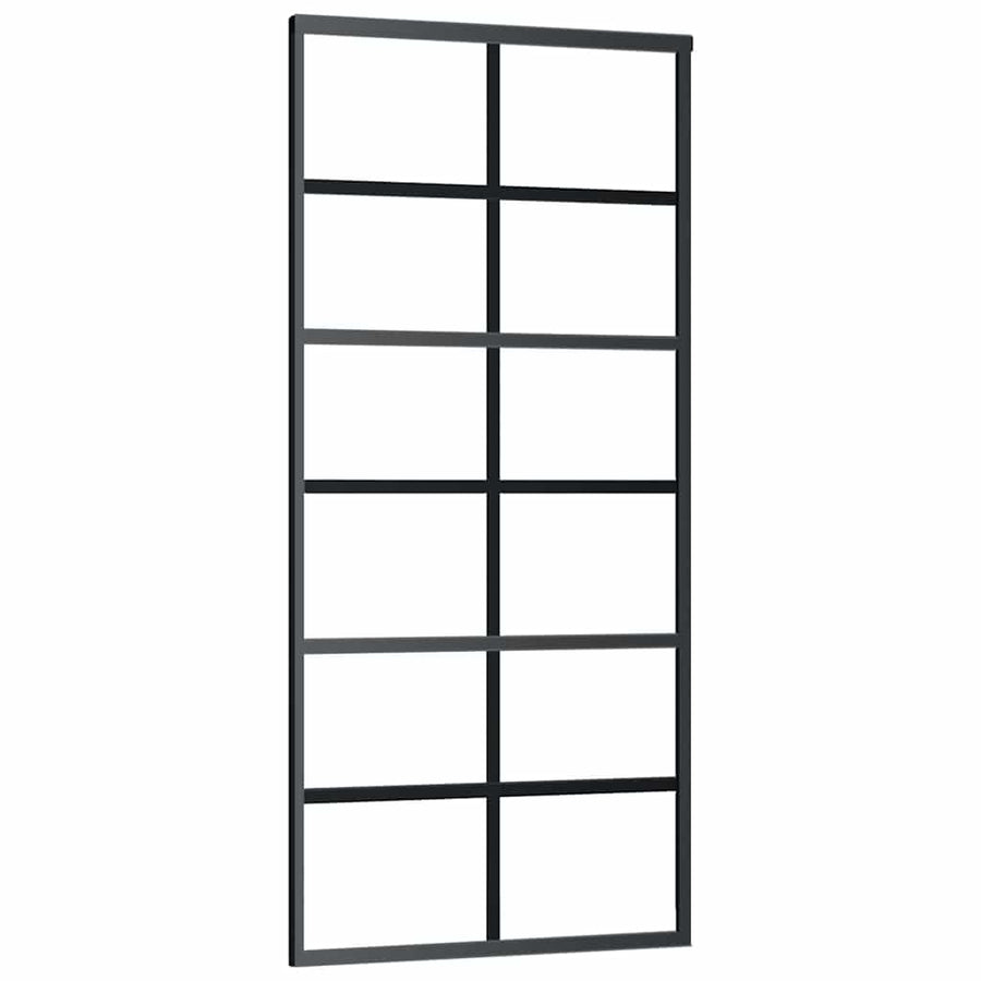 Schuifdeur met beslagset 90x205 cm ESG glas zwart