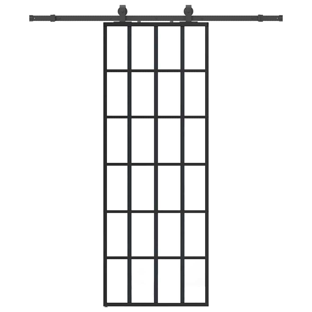 Schuifdeur met beslagset 76x205 cm ESG glas zwart