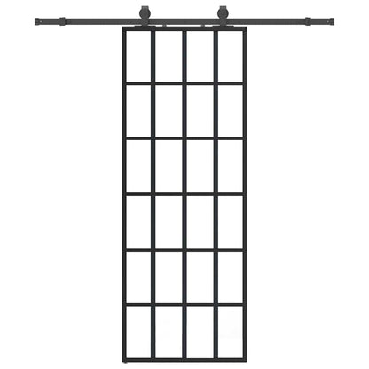 Schuifdeur met beslagset 76x205 cm ESG glas zwart