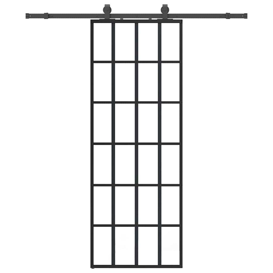 Schuifdeur met beslagset 76x205 cm ESG glas zwart