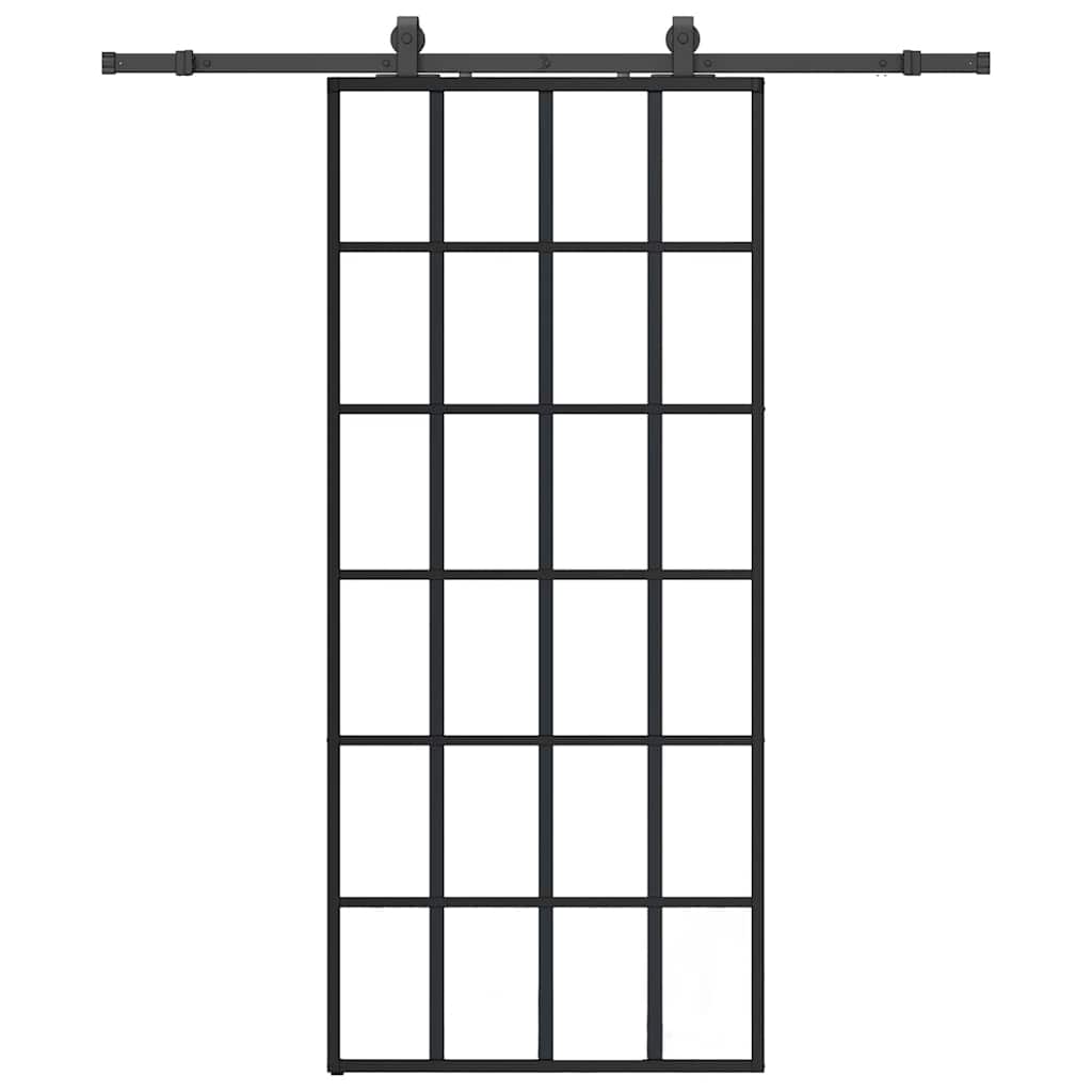 Schuifdeur met beslagset 90x205 cm ESG glas zwart