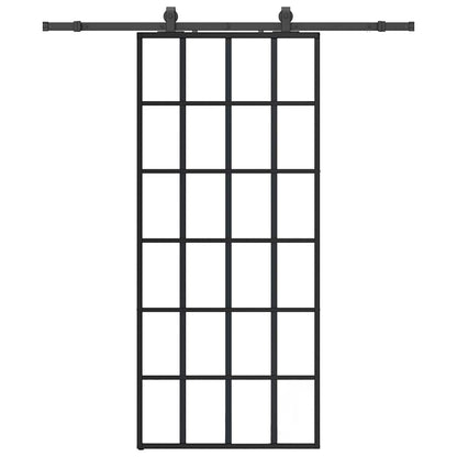 Schuifdeur met beslagset 90x205 cm ESG glas zwart