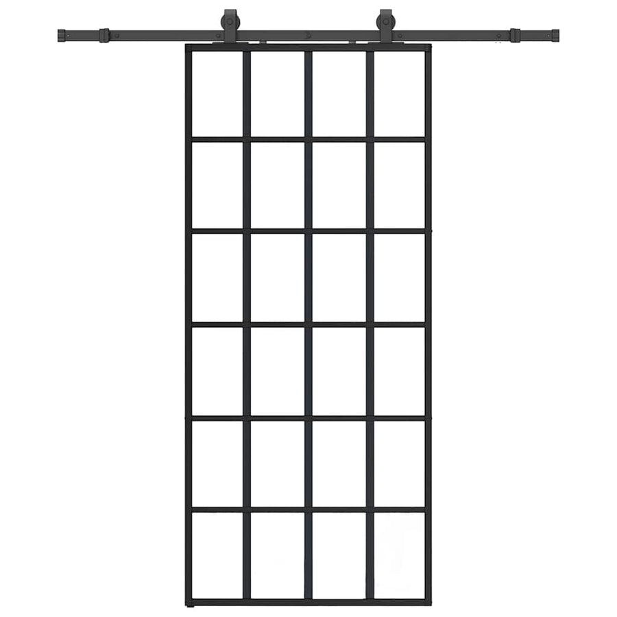 Schuifdeur met beslagset 90x205 cm ESG glas zwart