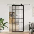 Schuifdeur 90x205 cm ESG glas zwart met beslagset
