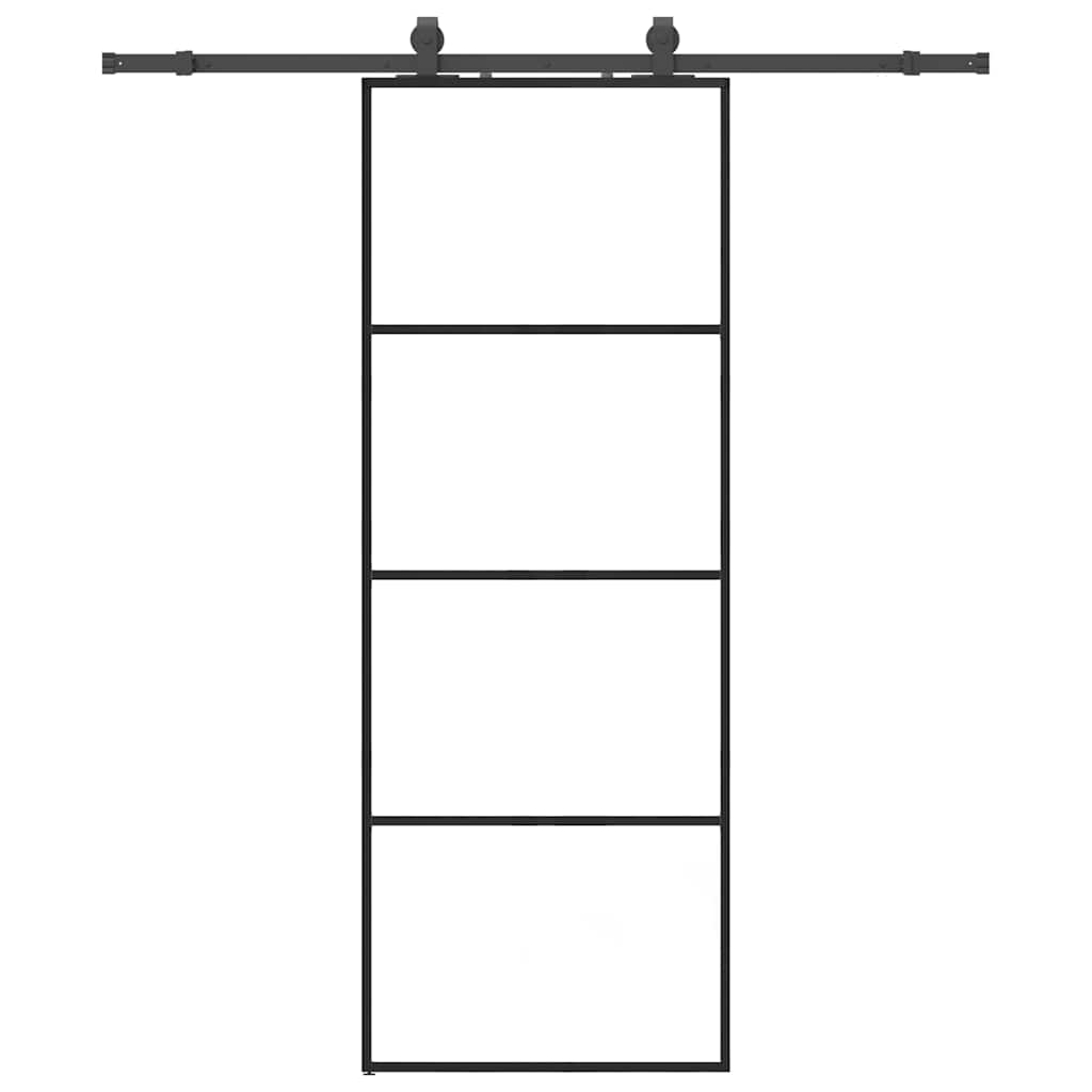 Schuifdeur met beslagset 76x205 cm ESG glas zwart