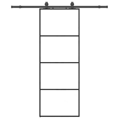 Schuifdeur met beslagset 76x205 cm ESG glas zwart