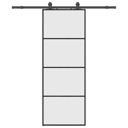 Schuifdeur met beslagset 76x205 cm ESG glas zwart
