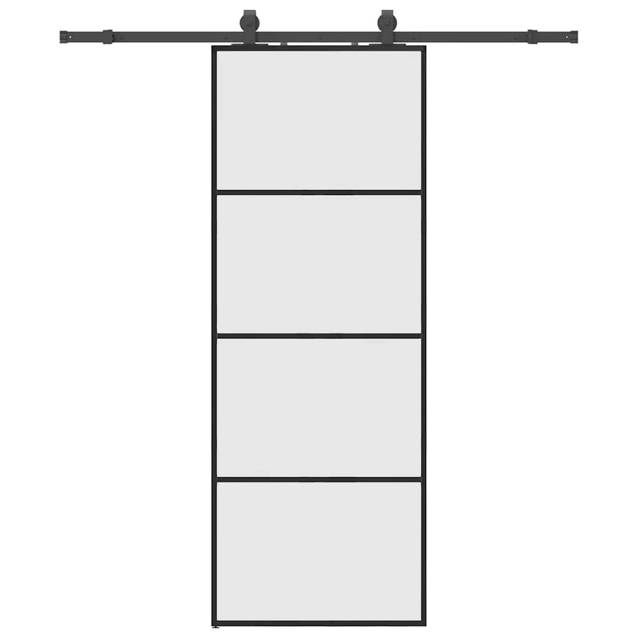 Schuifdeur met beslagset 76x205 cm ESG glas zwart
