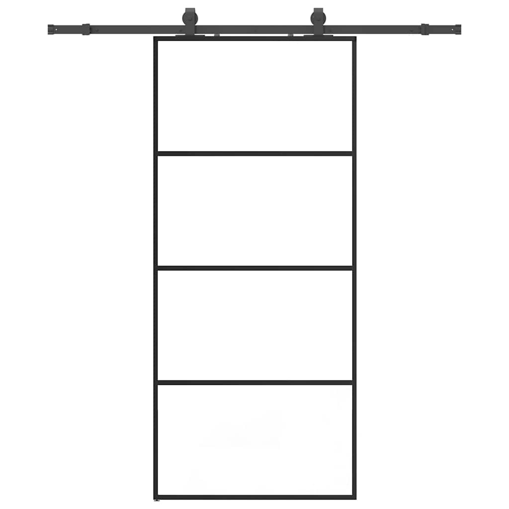 Schuifdeur met beslagset 90x205 cm ESG glas zwart