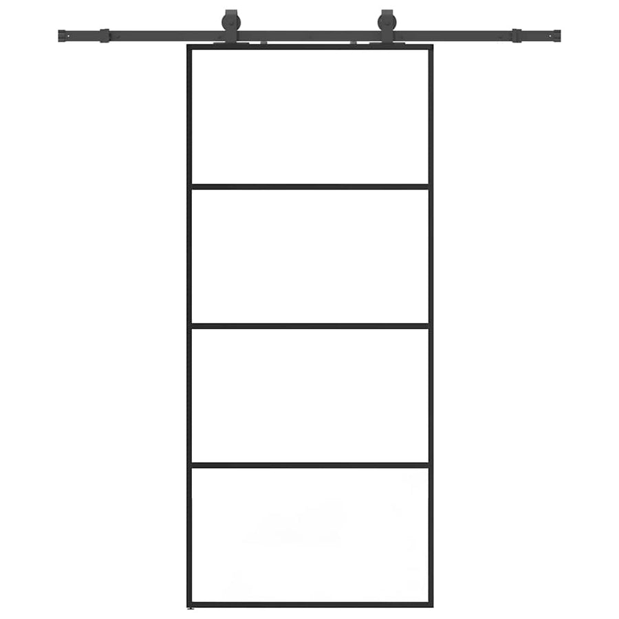 Schuifdeur met beslagset 90x205 cm ESG glas zwart
