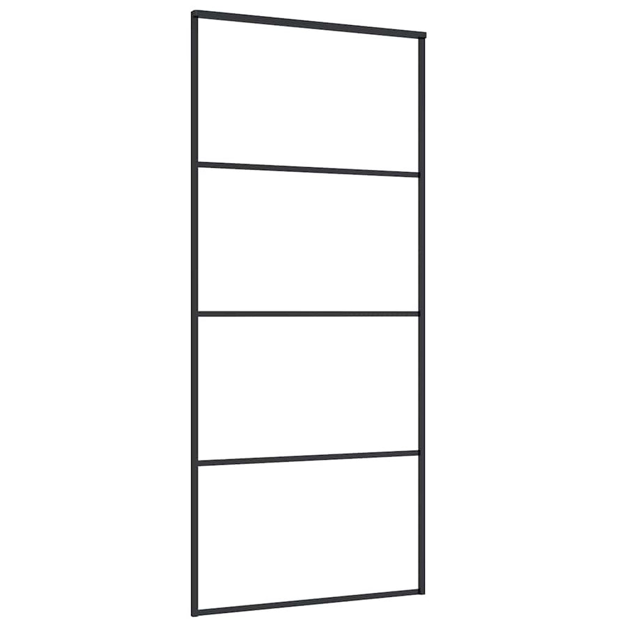 Schuifdeur met beslagset 90x205 cm ESG glas zwart