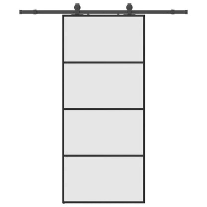 Schuifdeur met beslagset 90x205 cm ESG glas zwart