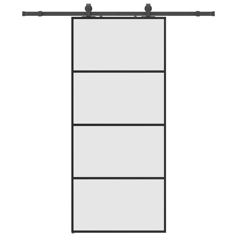 Schuifdeur met beslagset 90x205 cm ESG glas zwart