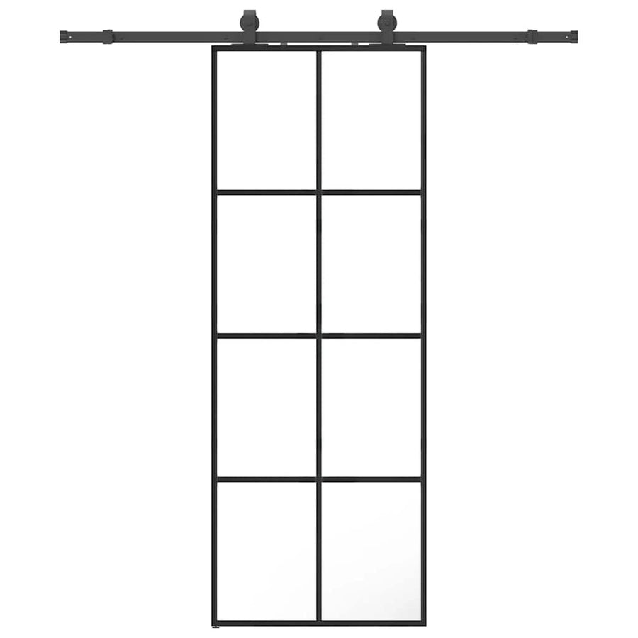 Schuifdeur met beslagset 76x205 cm ESG glas zwart