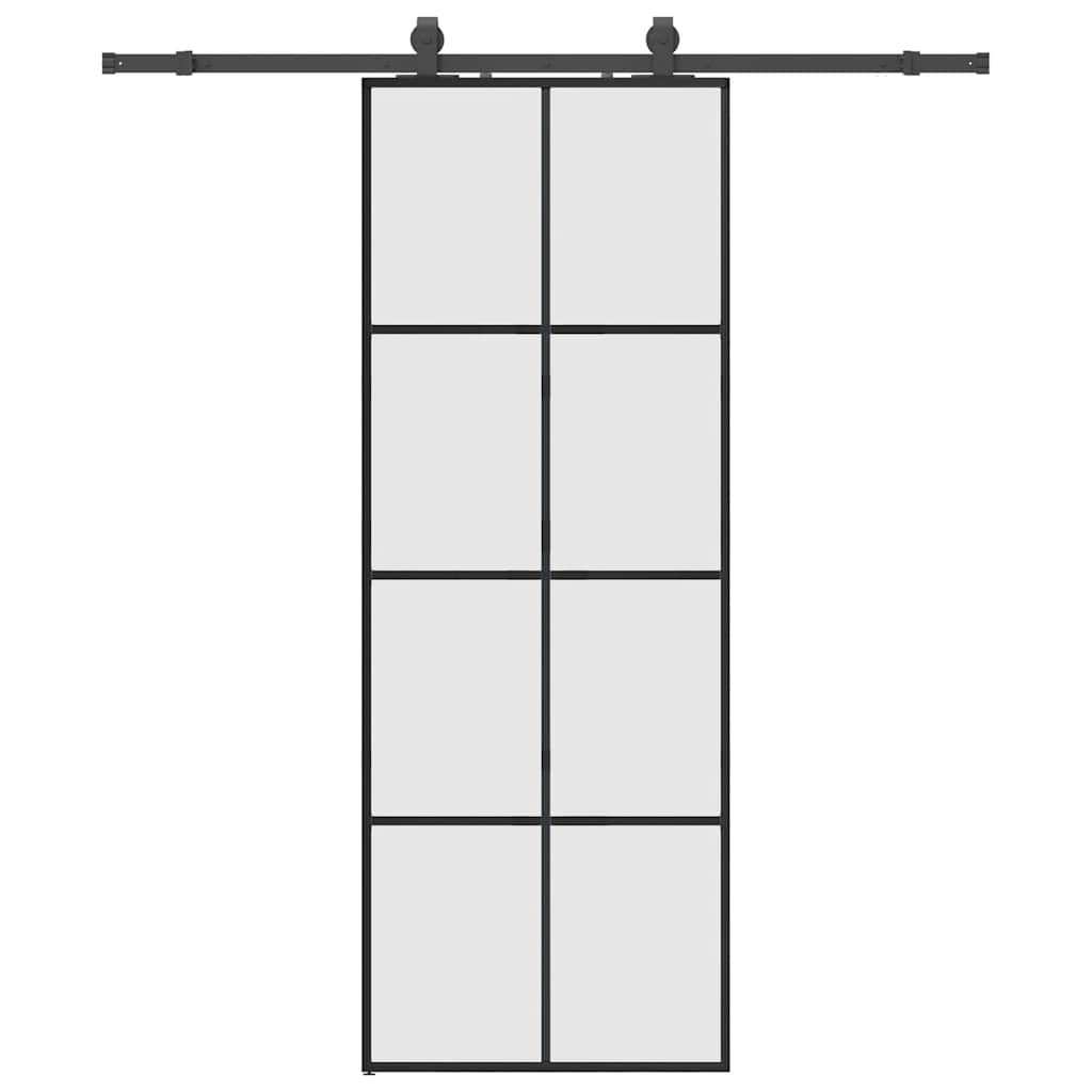 Schuifdeur met beslagset 76x205 cm ESG glas zwart