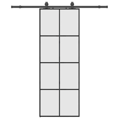 Schuifdeur met beslagset 76x205 cm ESG glas zwart