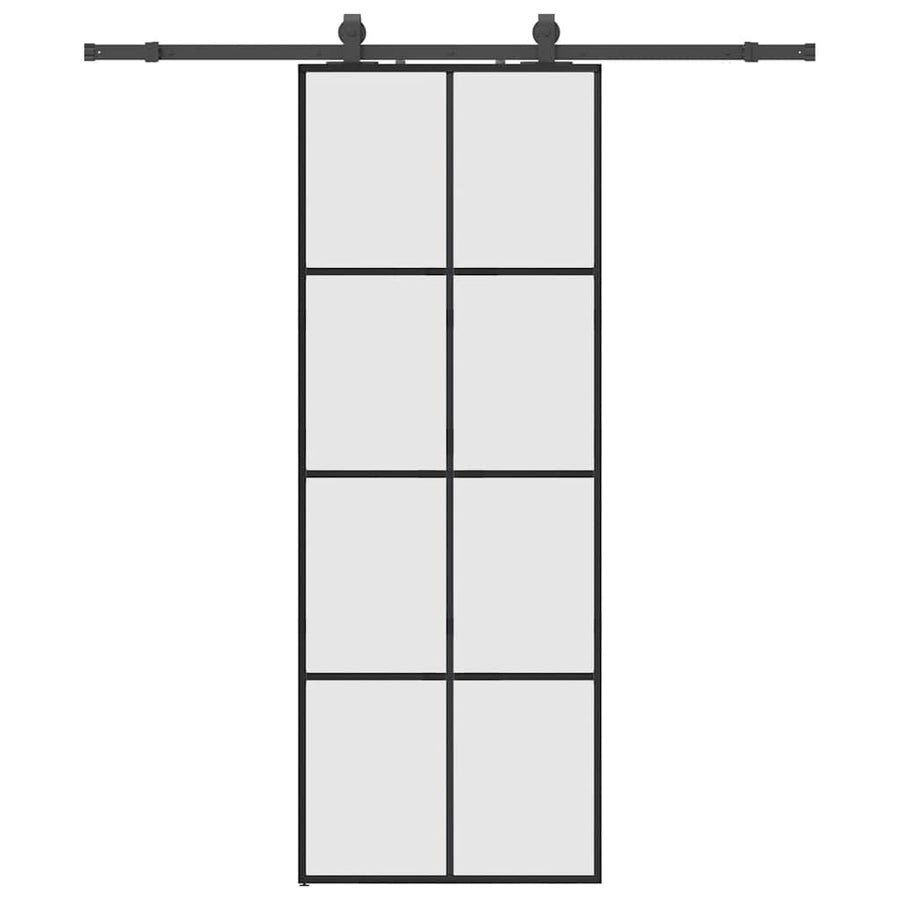 Schuifdeur met beslagset 76x205 cm ESG glas zwart