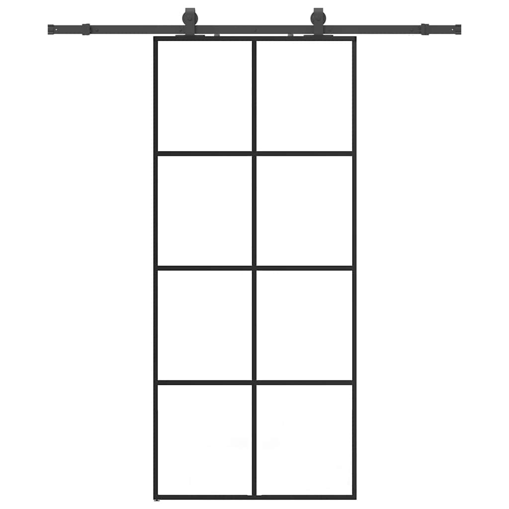 Schuifdeur met beslagset 90x205 cm ESG glas zwart