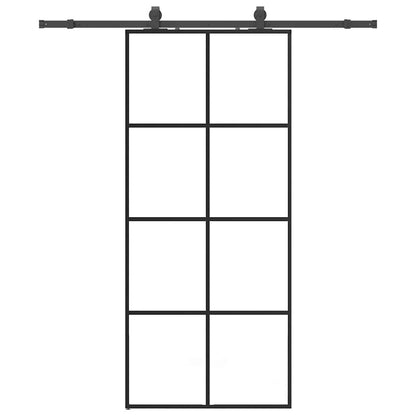Schuifdeur met beslagset 90x205 cm ESG glas zwart