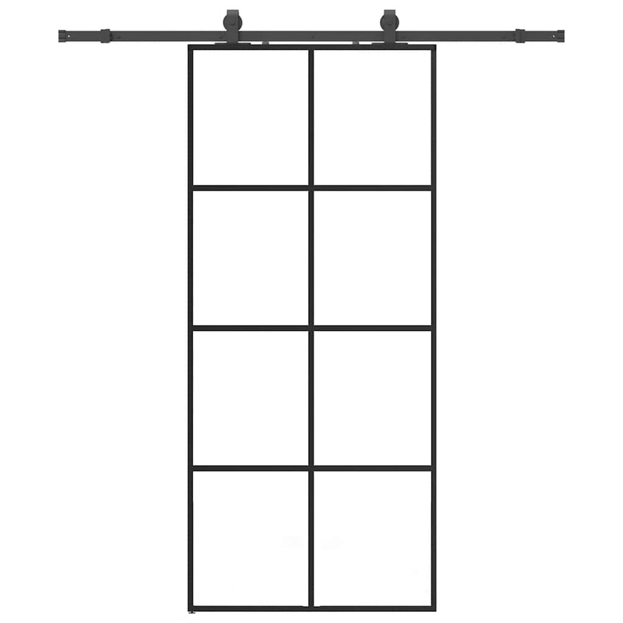 Schuifdeur met beslagset 90x205 cm ESG glas zwart