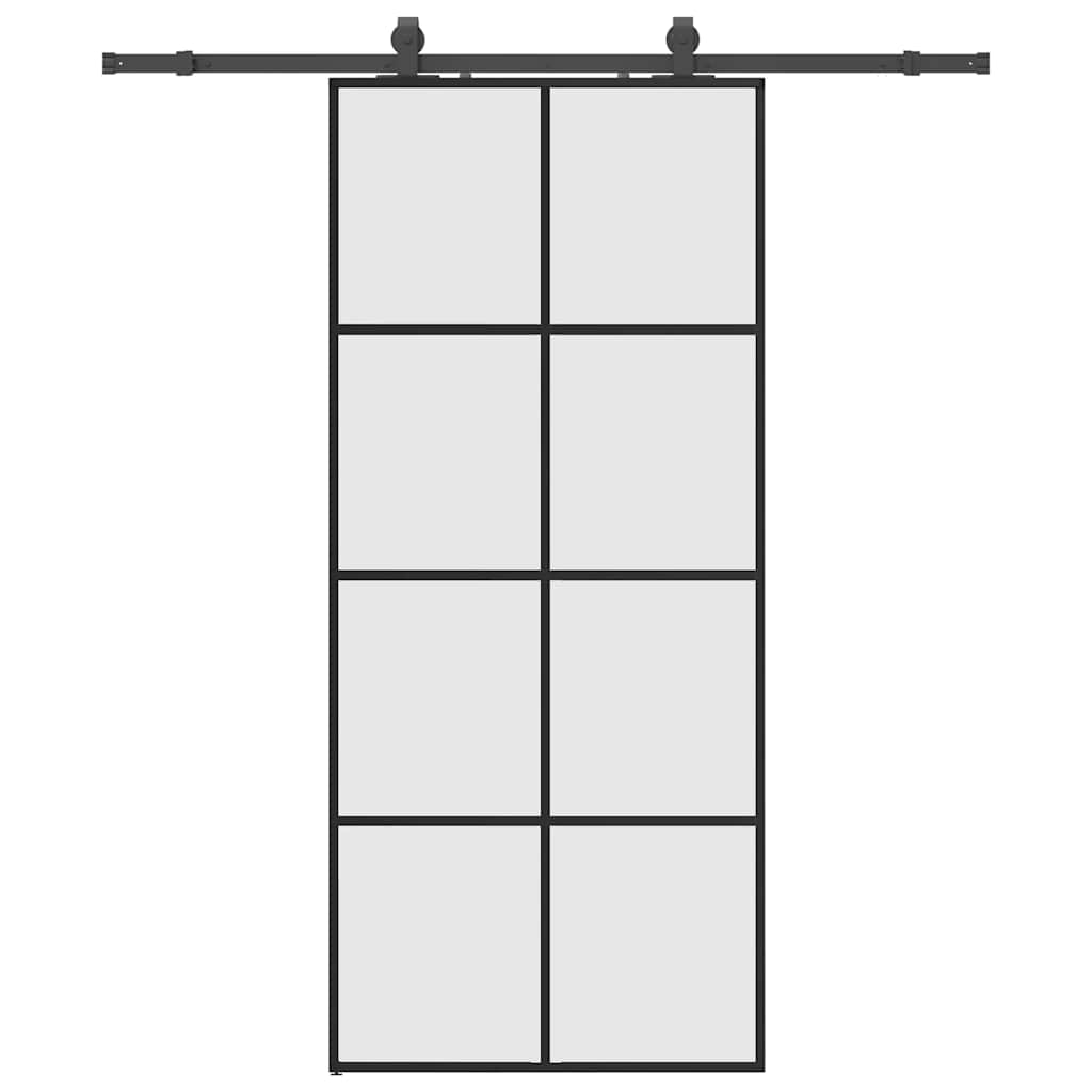 Schuifdeur met beslagset 90x205 cm ESG glas zwart