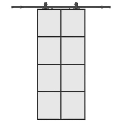 Schuifdeur met beslagset 90x205 cm ESG glas zwart