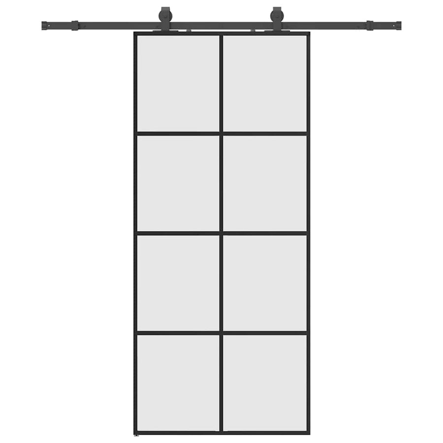 Schuifdeur met beslagset 90x205 cm ESG glas zwart