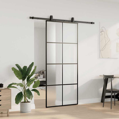 Schuifdeur met beslagset 90x205 cm ESG glas zwart