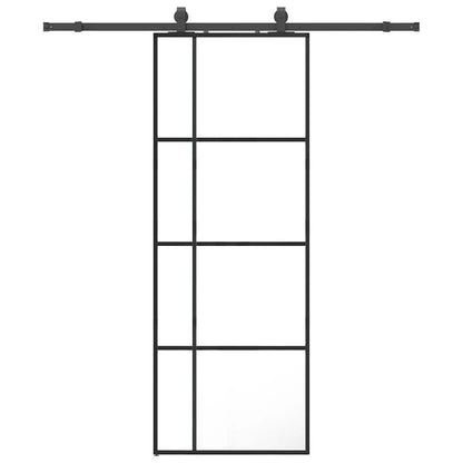 Schuifdeur met beslagset 76x205 cm ESG glas zwart