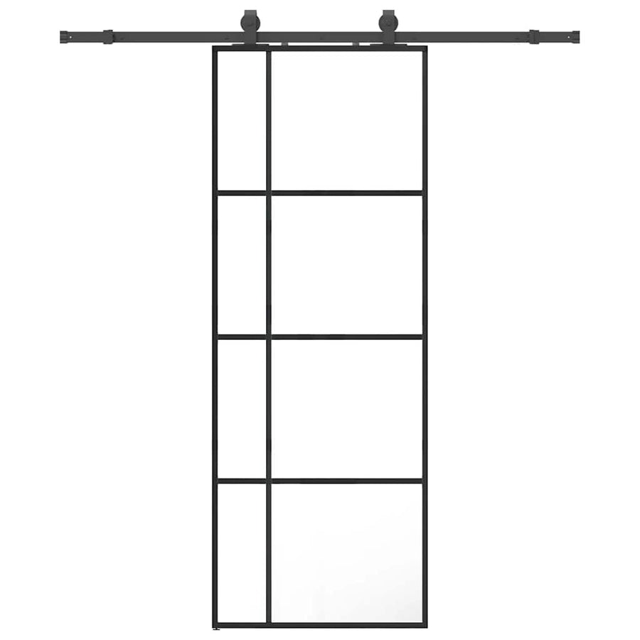 Schuifdeur met beslagset 76x205 cm ESG glas zwart