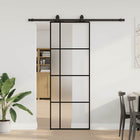 Schuifdeur 76x205 cm ESG glas zwart met beslagset