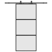 Schuifdeur met beslagset 90x205 cm gehard glas zwart