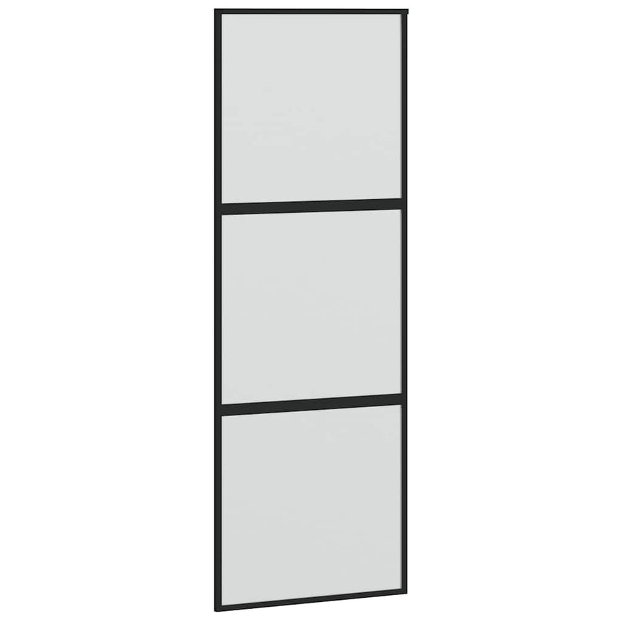 Schuifdeur met beslagset 90x205 cm gehard glas zwart